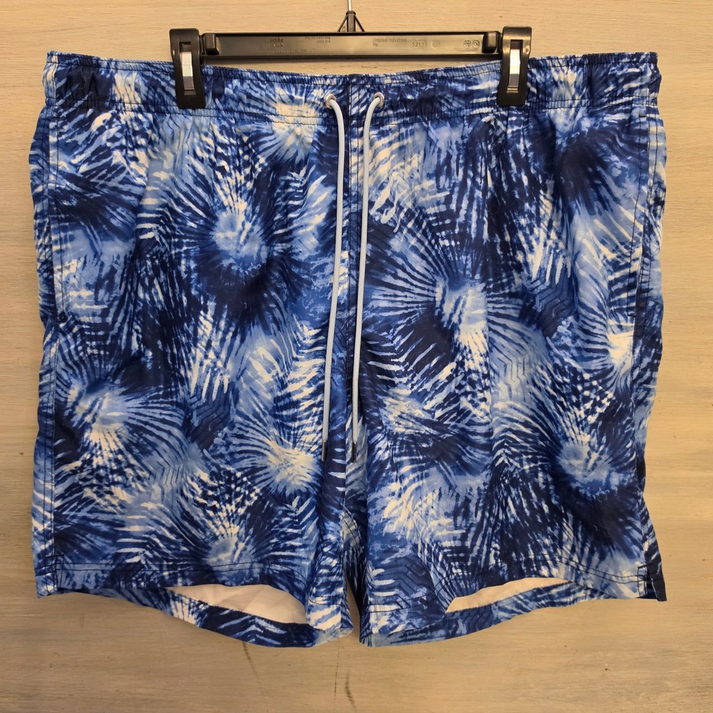 Land's End‎ Men's Blue Tie Dye Print Swim Trunks Size XXL(44-46) GC